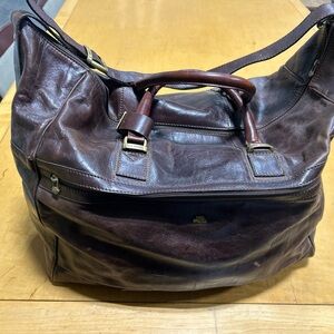 Elegant Brown Leather Duffel Bag